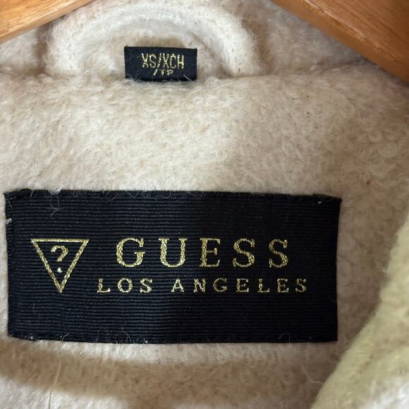 Guess Coat Woman's XS Cream Wool Blend Double Breasted Pea Coat Winter Military - Picture 9 of 13